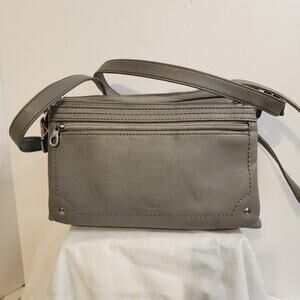 Relic Gray Crossbody Bag Faux Leather Zip Pockets Adjustable Strap 10x6